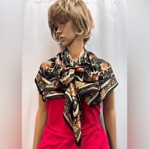 Luxurious Black Silk Wrap with Intricate Design